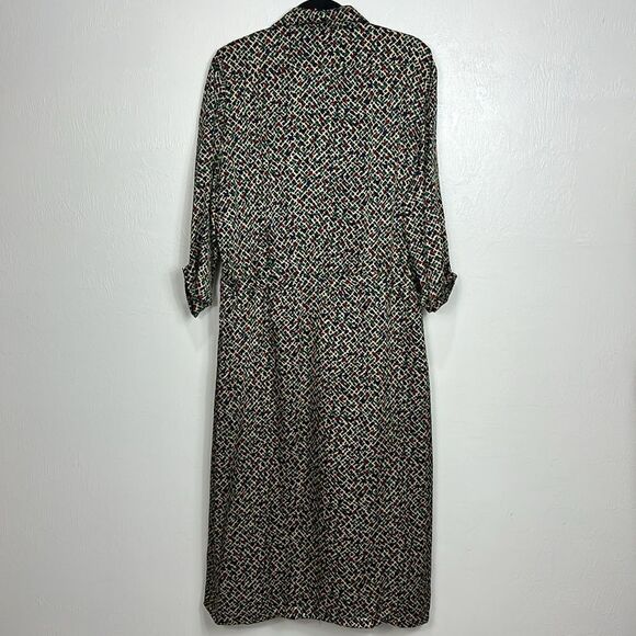Conchita Vintage Abstract Print 3/4 Sleeve Midi Dress Size L - Picture 3 of 9